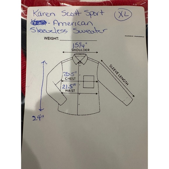 Karen Scott Sport Women's V-Neck Patriotic American Flag Sweater Vest, XL - Picture 7 of 7